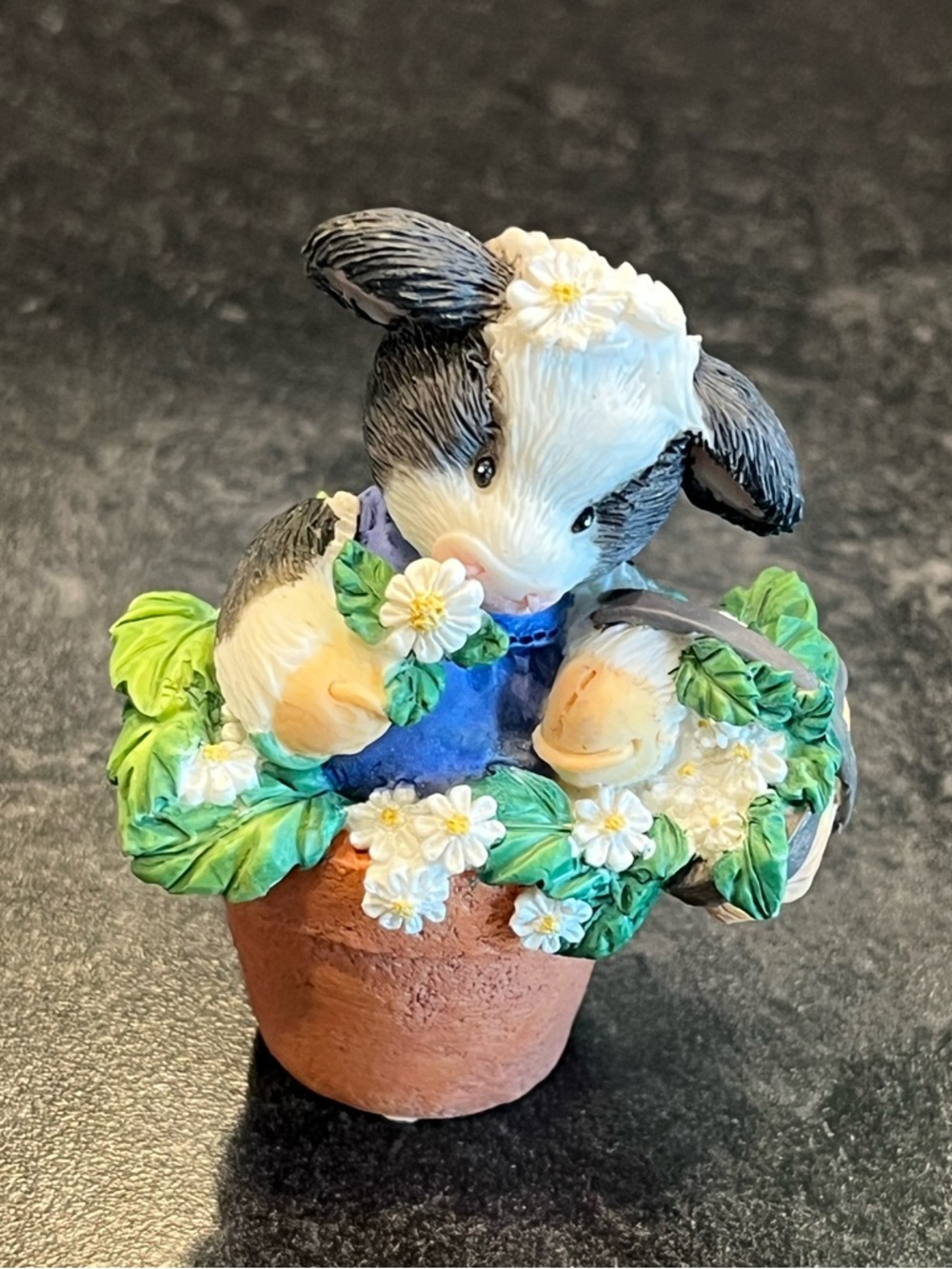 Mary's Moo Moos "I Pick Moo" Girl in Flower Pot 207136 Engagement Grandma Core